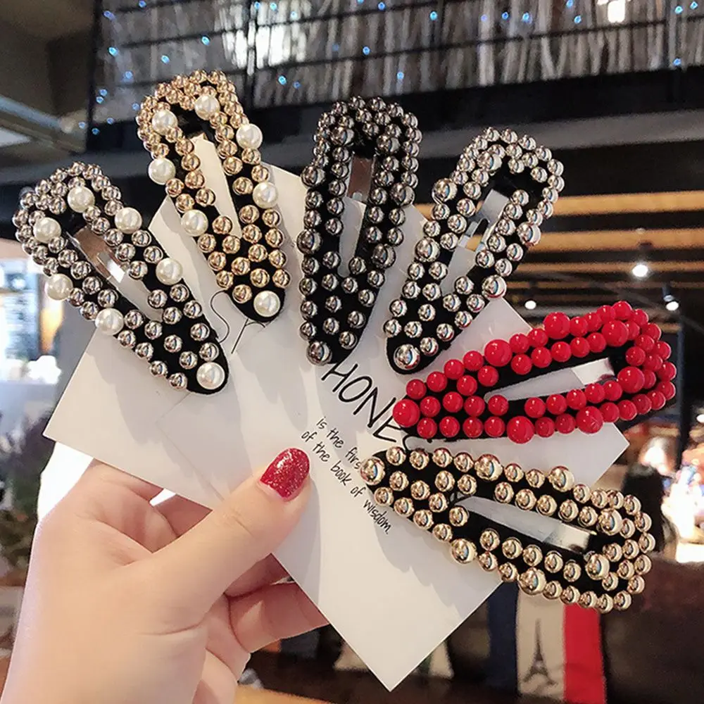 

Korea Shiny Crystal Hairpins Geometric Rectangle Waterdrop Imitation Pearl Hair Clips Hair Accessories