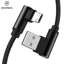 Micro USB кабель SmartDevil 90 градусов Microusb Android Быстрая зарядка L шнур данных зарядное устройство адаптер для Xiaomi samsung Планшеты кабели