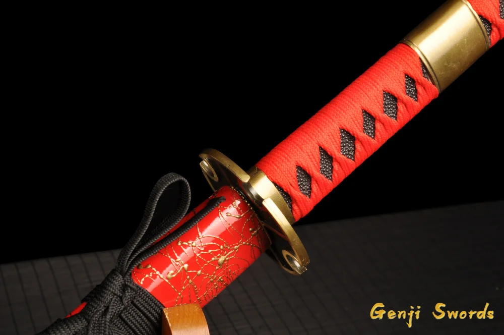 Hand Forged Full Tang Japanese Samurai Sword Red 1060 high Carbon Steel Blade Real Katana Sharp Edge