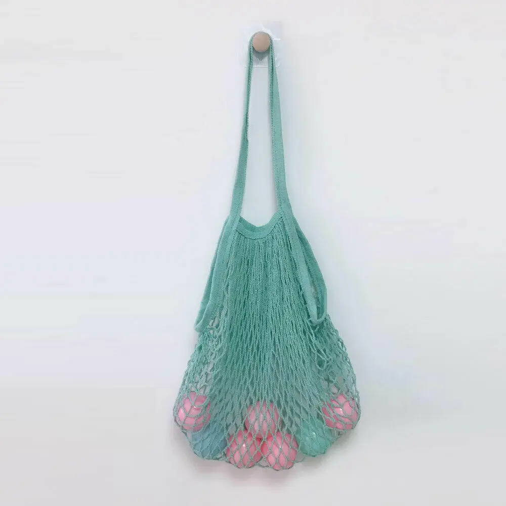 Mint Color 11 цветов струнная многоразовая эко-сумки фруктовая хозяйственная струна продуктовый шоппер тотализатор плетеная сетка тканевая сумка - Цвет: Mint Color
