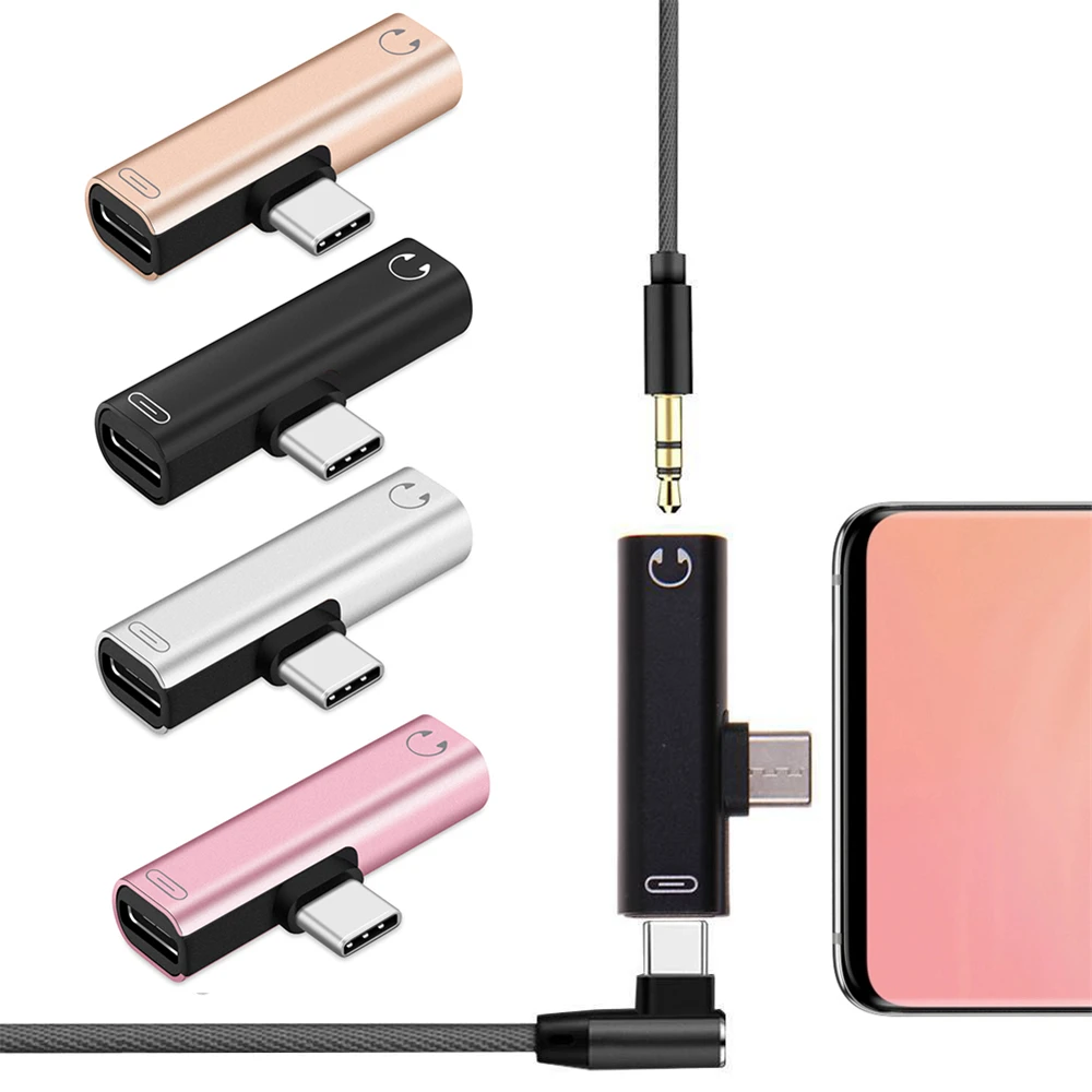 

2 In 1 Type-C Audio Charging Dual Adapter AUX Splitter Charger Earphone AUX Cable Connector Converter Adapter For Huawei Xiaomi
