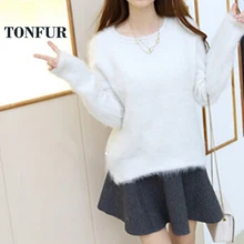 Вязаный норковый кашемировый свитер, Повседневный, много цветов,, норковый кашемировый пуловер, Модный женский жилет из меха норки DFP987