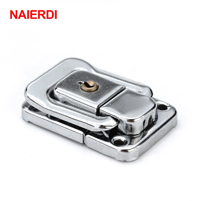 

4PCS NAIERDI J402 Cabinet Box Square Lock With Key Spring Latch Catch Toggle Locks Mild Steel Hasp For Sliding Window Hardware