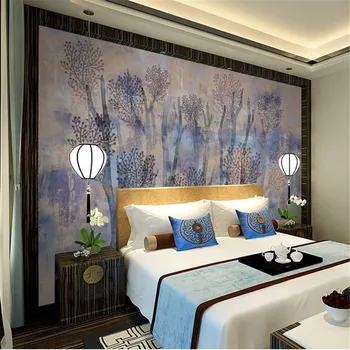 

custom modern 3d wallpaper stereo effect simple nordic vintage background wall mural abstract hand-painted forest wallpaper