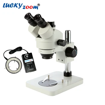 

Professional 7X-45X Trinocular Stereo Microscope Vertical Zoom Trinocular Microscope 60 LED Light Soldering Stereo Microscopio