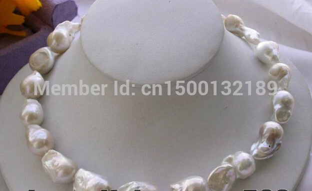 

j0031 HUGE white baroque keshi reborn pearl necklace