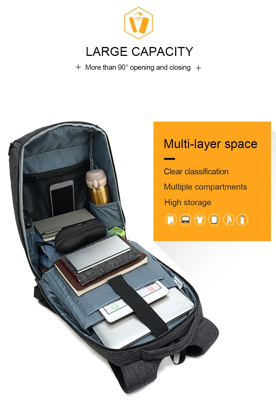 15.6 Inch Laptop Backpack Bag Mens Women Travel Bags Keep Cool Warm Large Capacity Men's Business Backpacks Men Female Smart Bag (8)