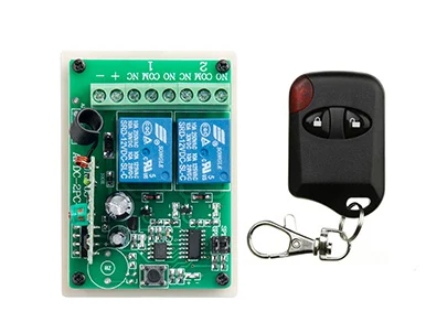 

DC12V 2CH RF wireless remote control switch system teleswitch 1X Transmitter + 1 X Receiver Learning code 315/433MHZ