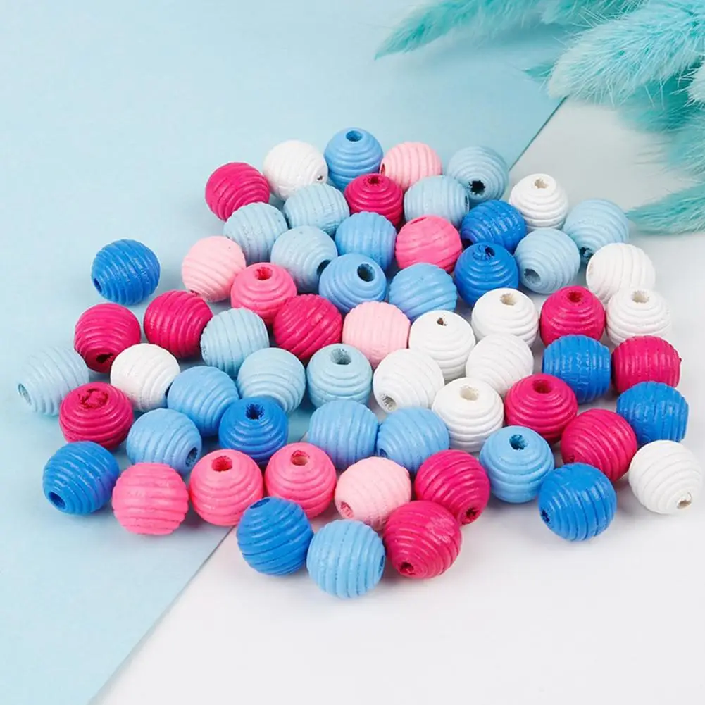 

50Pcs 14mm Wooden Thread Beehive Spacer Loose Beads DIY Jewelry Craft Accessory