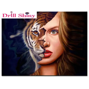 

Full Square Diamond 5D DIY Diamond Painting "Tiger girl"Embroidery Cross Stitch Rhinestone Mosaic Painting Decor