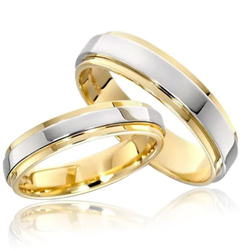 Классическое титановое стальное кольцо 316L для мужчин/женщин золотого и серебряного цвета, вольфрамовое стальное кольцо, обручальное кольцо, парные ювелирные кольца anillos