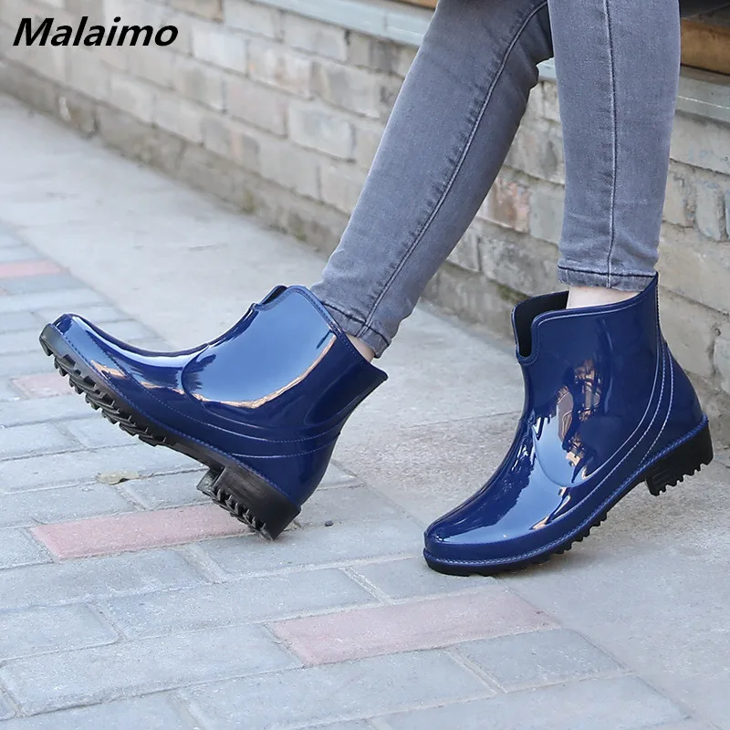 

2018 New style fashionable short tube female rain shoes, high quality fashion water shoes, waterproof skid shoes 35-41
