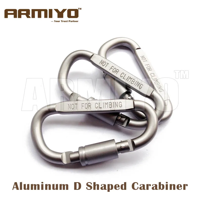 

Armiyo Aluminum Alloy D Shaped Carabiner Screw Lock Bottle Hook Buckle Hanging Padlock Key Chain Clip Camping Hiking Kits