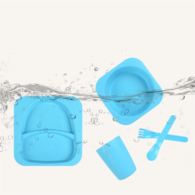 

Baby Kids Food Placemat Children Feeding Diner Portable Solid Tableware Set Training Plate Shatterproof Silicone Dish Bowl Baby
