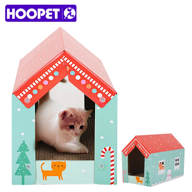 

Hoopet Pet Cat Multifunction Scratching Cardboard Collapsible House Corrugated Paper Cat Kitten Furniture Scratcher with Catnip