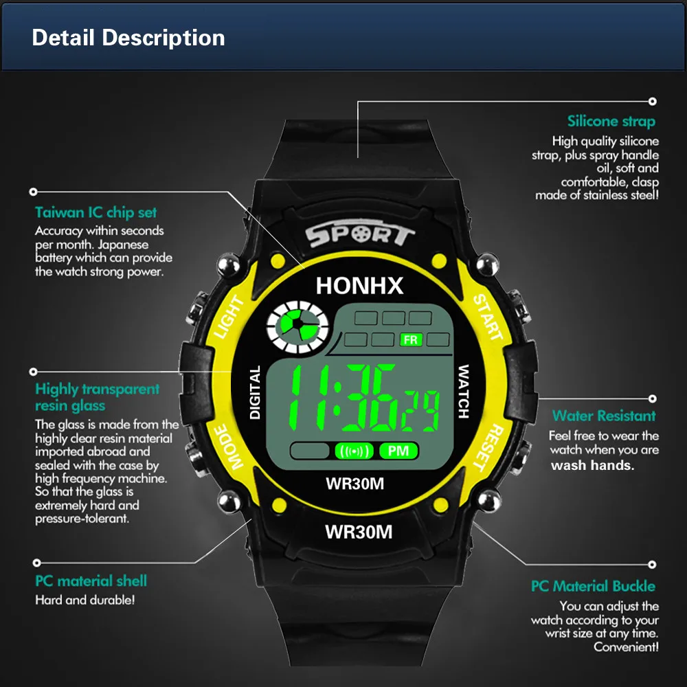 Модный цифровой светодиодный Аналоговый кварцевый будильник спортивные наручные часы умные детские спортивные часы для подростков водонепроницаемые подарки для детей