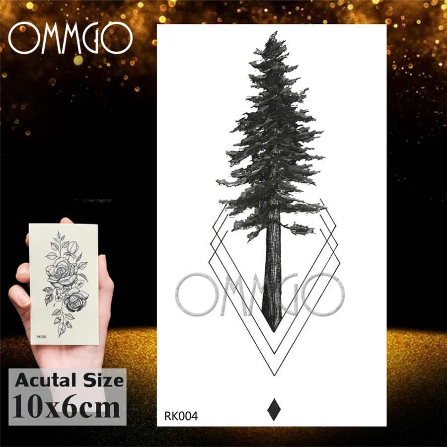 Временные тату наклейки OMMGO геометрической формы с изображением гор алмазная