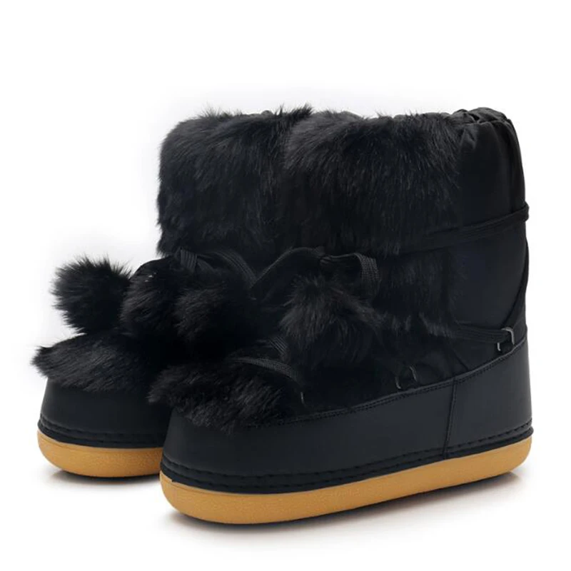 Большие размеры; бархатные ботинки; модные зимние ботинки; красивые женские ботинки с помпонами; теплые ботинки на плоской подошве; нескользящие водонепроницаемые ботинки; botas mujer; sh137