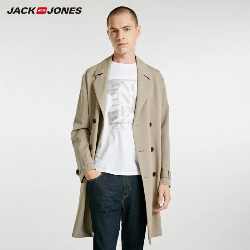 JackJones осень мужская мода сплошной цвет длинное повседневное пальто куртка 218321556