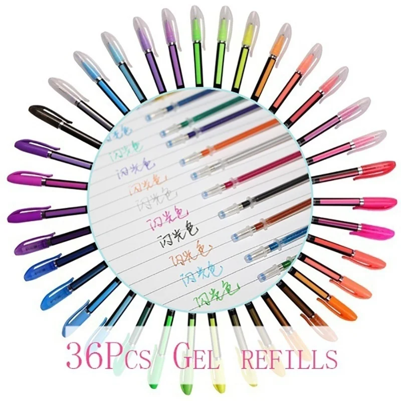 48 цветов принадлежности для рукоделия Набор сменных стержней набор гелевых ручек с блестками неоновые цвета металлик(Цвет: разноцветный