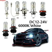 Kit Lampadas 140W H1 2 H3 H4 H7 9005 9006 H8 H11 H9 H16 28 DRL 1200 Lumens Led Cree Chips de LED Branco Farol Neblina Estilo Branco