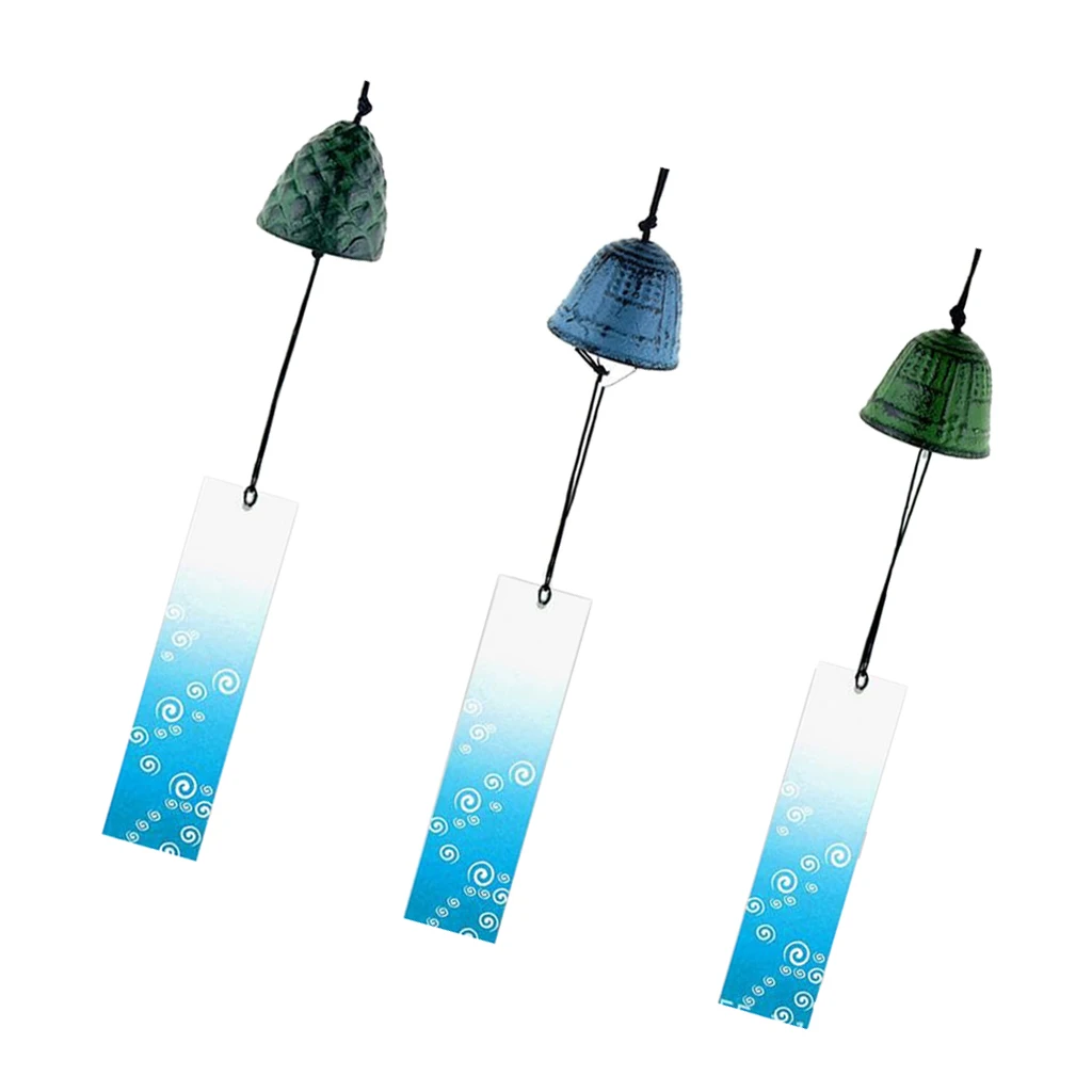 3pcs Japanese Style Windchimes Furin Antique Temple Bell Iwachu Cast Iron Wind Chimes Hanging Decorations