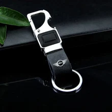 KUNBABY металлический Кожаный Автомобильный Брелок-брелок с светодиодный открывалкой для бутылок многофункциональный инструмент открывалка для ключей для Mini Cooper