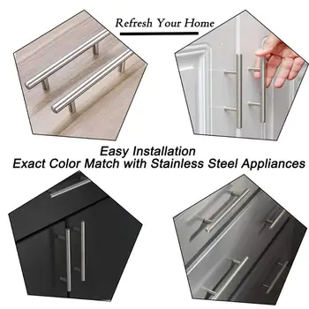 Furniture door handle brushed stainless steel kitchen cabinet handle silver T bar drawer handle furniture hardware