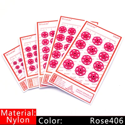 St. Lucas 1 упаковка металлические медные застежки кнопки нейлона невидимые кнопки для одежды женщин детей Швейные Кнопки DIY - Цвет: Nylon rose406