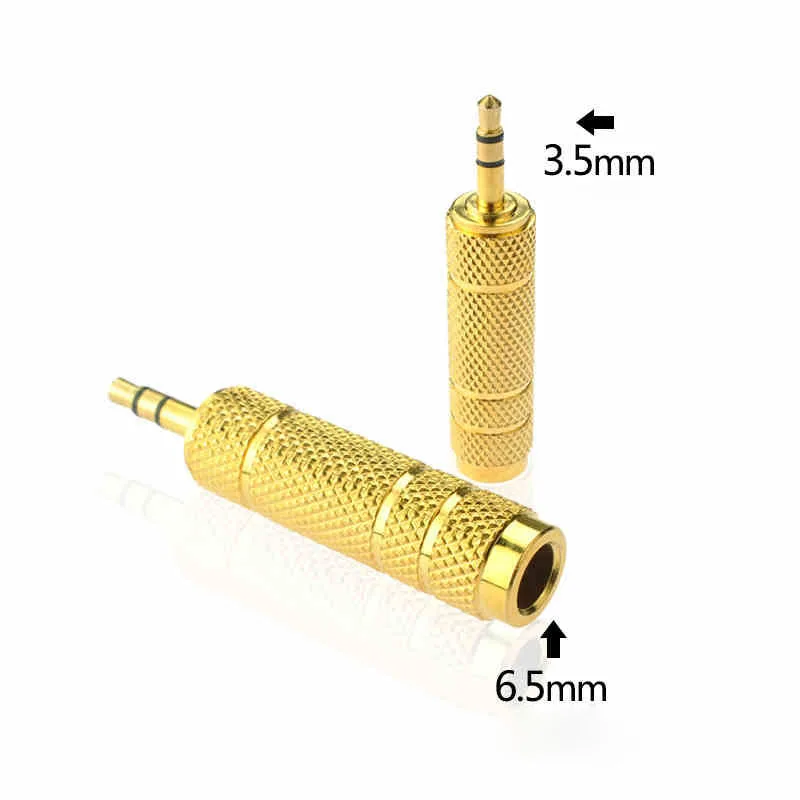 50pcs Audio Adapter 6 5mm Female to Male Jack 3 5mm Headphone Speaker Electric Guitar Connector Microphone Plug Gold Plating