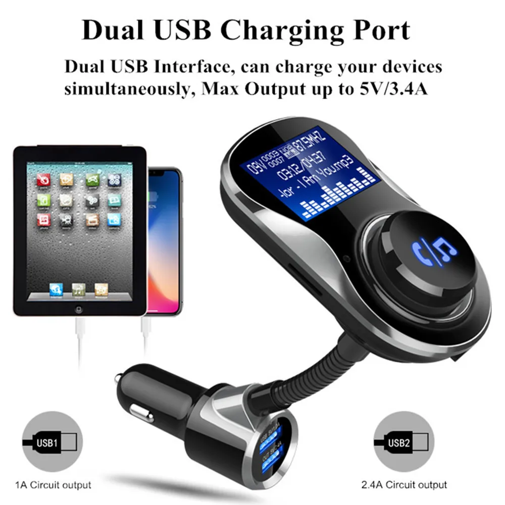 New Bluetooth Car Kit FM Modulator Bluetooth FM Transmitter Aux Out Handsfree Car MP3 Player 2-USB Car Charger with TF Card Slot New Bluetooth Car Kit FM Modulator Bluetooth FM Transmitter Aux Out Handsfree Car MP3 Player 2-USB Car Charger with TF Card Slot