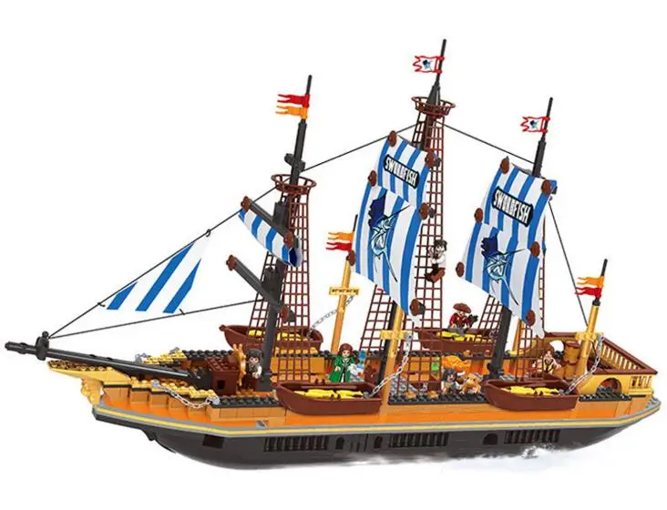 

AUSINI Model building kits compatible with lego Fishboat 3D blocks Educational model building toys hobbies for children