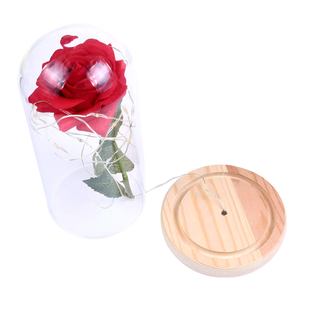 Горячая Роза в колбе Красавица и Чудовище красная роза светодиодный светильник в стеклянном куполе для свадебной вечеринки украшения юбилей подарок для влюбленных