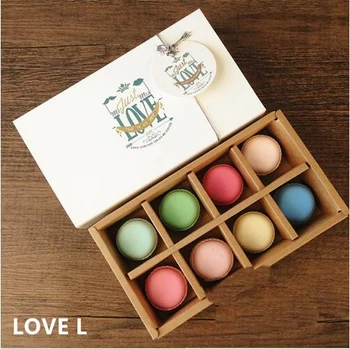 

100 pcs/lot Lovely "LOVE" Rose and White Flower Macarons Box Cake Box Chocolate Muffin Biscuits Box for Cookie Package