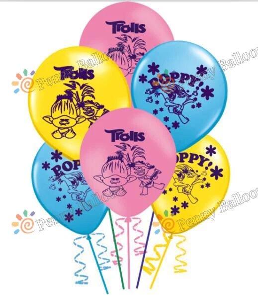 12 pulgadas 6 unids/lote Trolls globo Trolls amapola látex Globos cumpleaños fiesta decoración juguetes para niños Globos decoración matrimonio