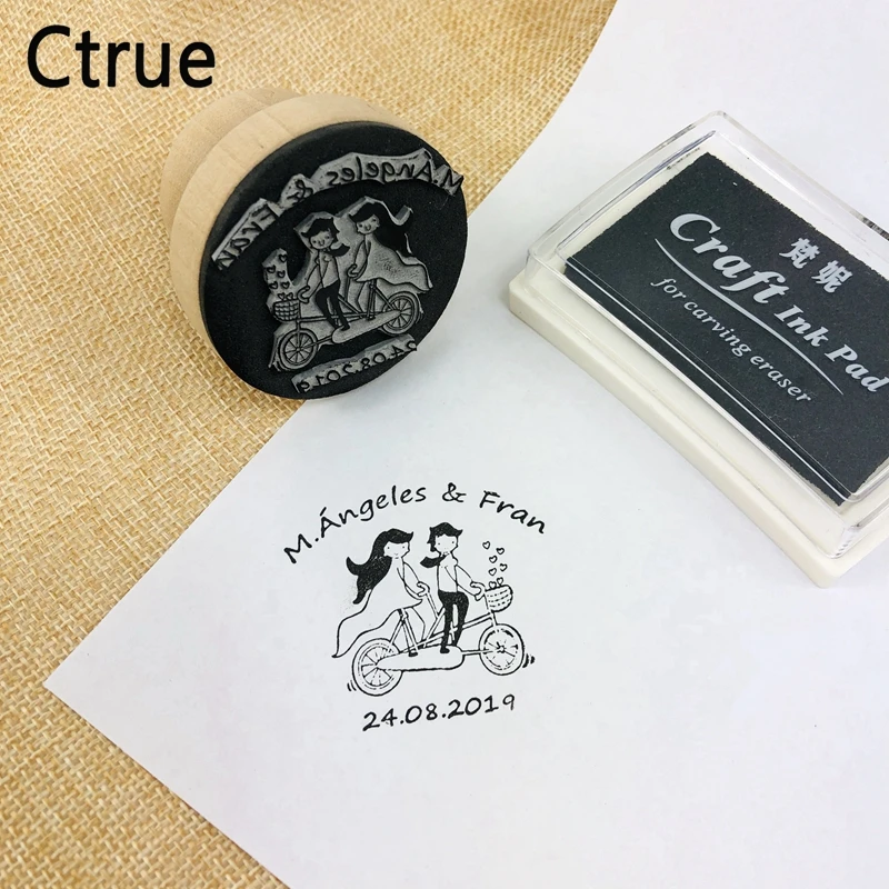  Diamete 4.5cm Personalized name date Custom logo stamp seal with ink DIY Envelope Wedding Invitatio - 32983137568