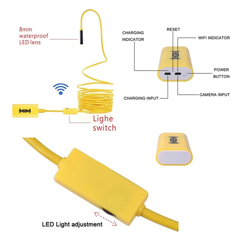 VicTsing 1 m WiFi эндоскоп Камера Wi-Fi мягкий кабель IP68 Водонепроницаемый 8 светодиодный инспекции Камера 1600*1200 HD Камера для iPhone и Android