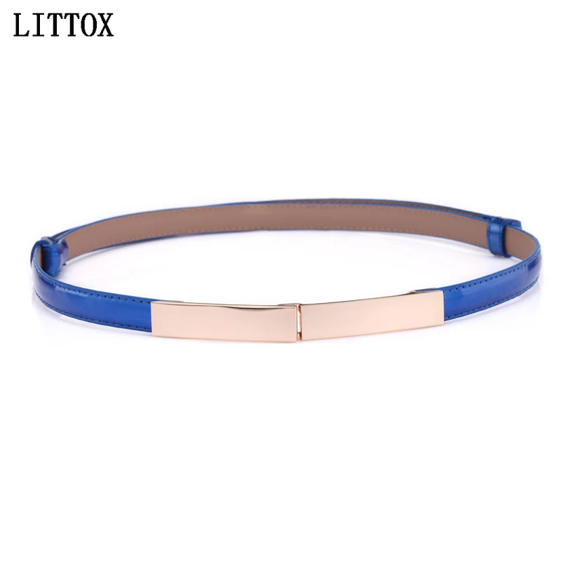 Candy Color Wasit band Patent Leather Women's Thin Belt Dress Belts Soft Leather Tie Wrap Around