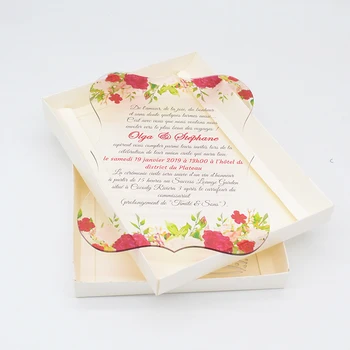 

Transparent acrylic wedding invitation cards with laser cut invitation box