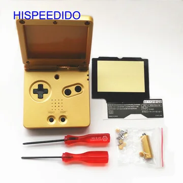 Hispeedido полный набор Корпус крышка repairt Запчасти для Nintendo GBA SP чехол для Gameboy Advance SP В виде ракушки Отвёртки пуговицы - Цвет: Золотой