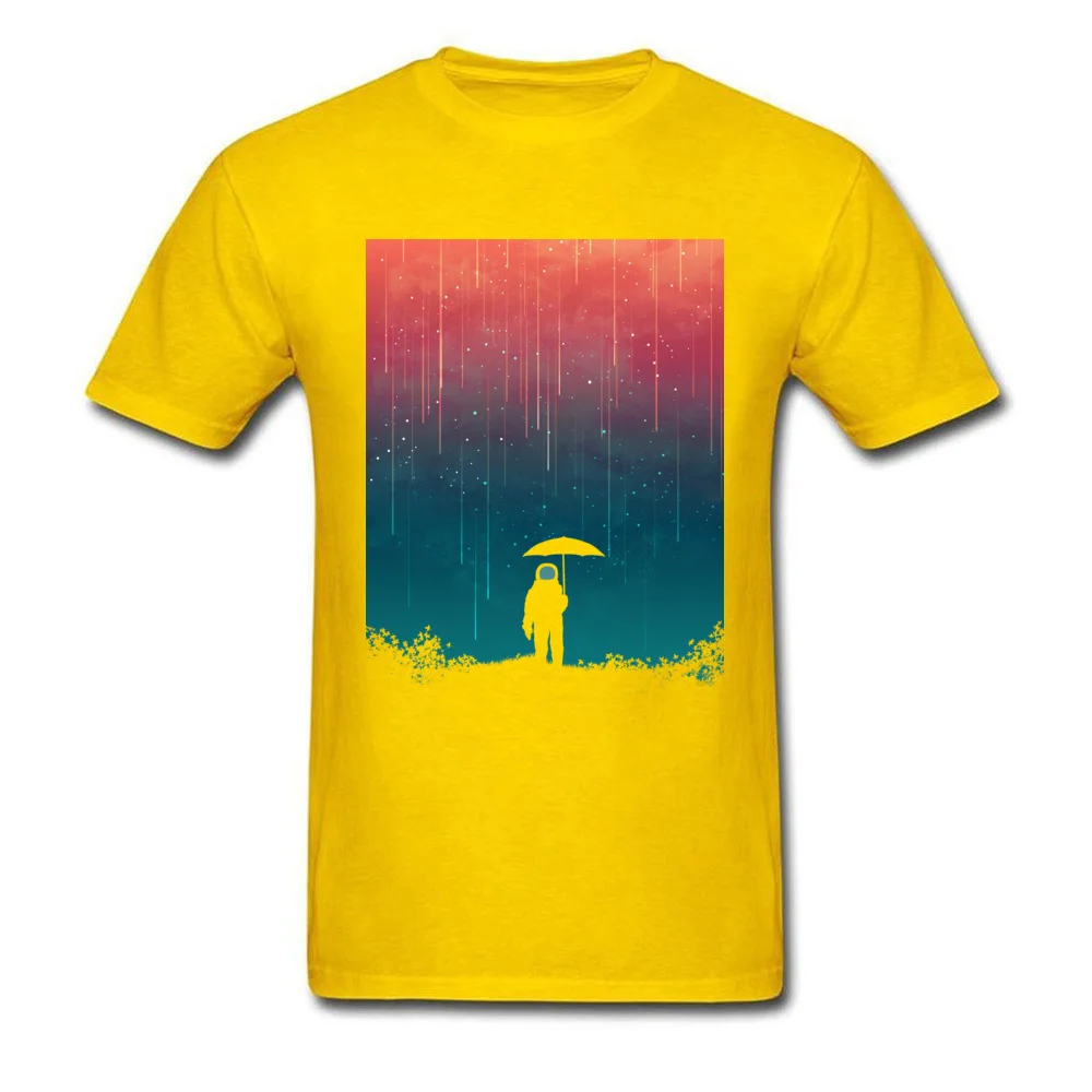 Cosmic downpour Round Neck Tshirts Labor Day Tops & Tees Short Sleeve Fashion Pure Cotton Casual Tee Shirt Design Man Cosmic downpour yellow
