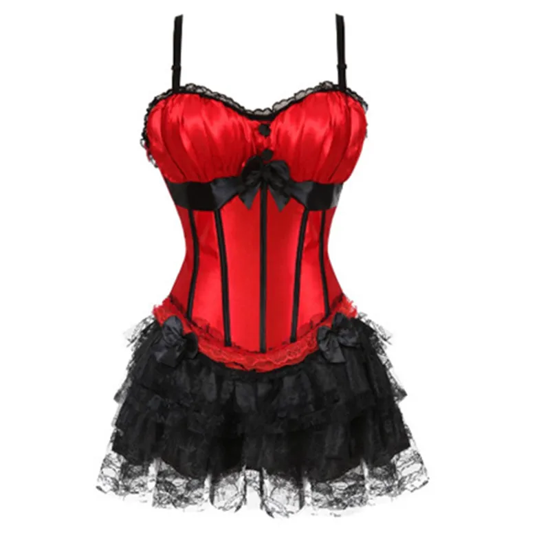 Корсеты burlesque платье с юбкой винтажные костюмы Полосатый Цветочный корсет на