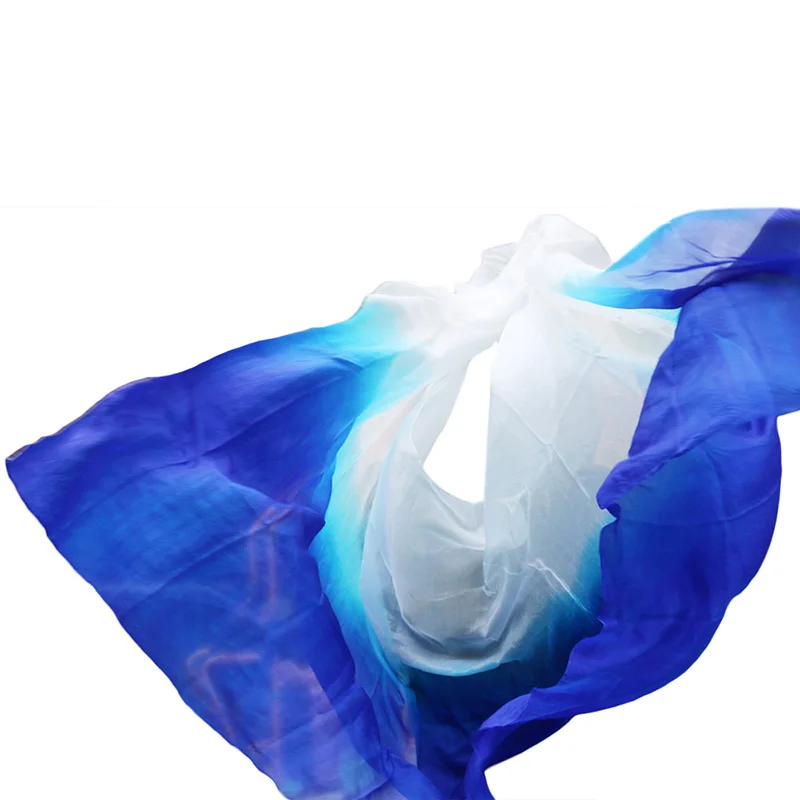 Belly Dance Props Women Belly Dance Silk Veils Belly Dance Veil For Girls Belly Dance Silk Veils white+royal blue