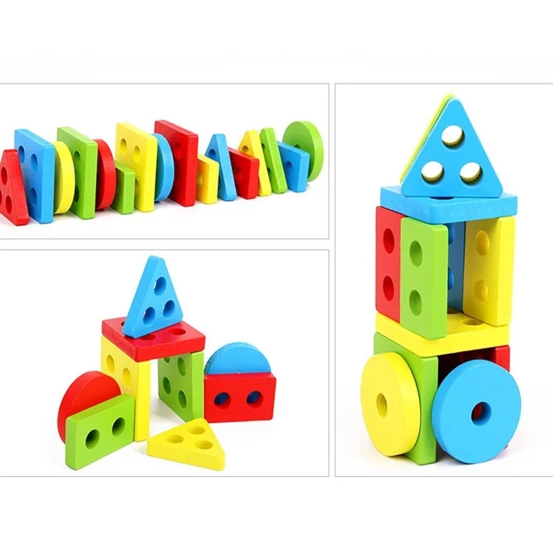 Детские игрушки Обучающие красочные деревянные геометрические сортировочные доски Монтессори детские развивающие игрушки стек строительные головоломки подарок ребенку