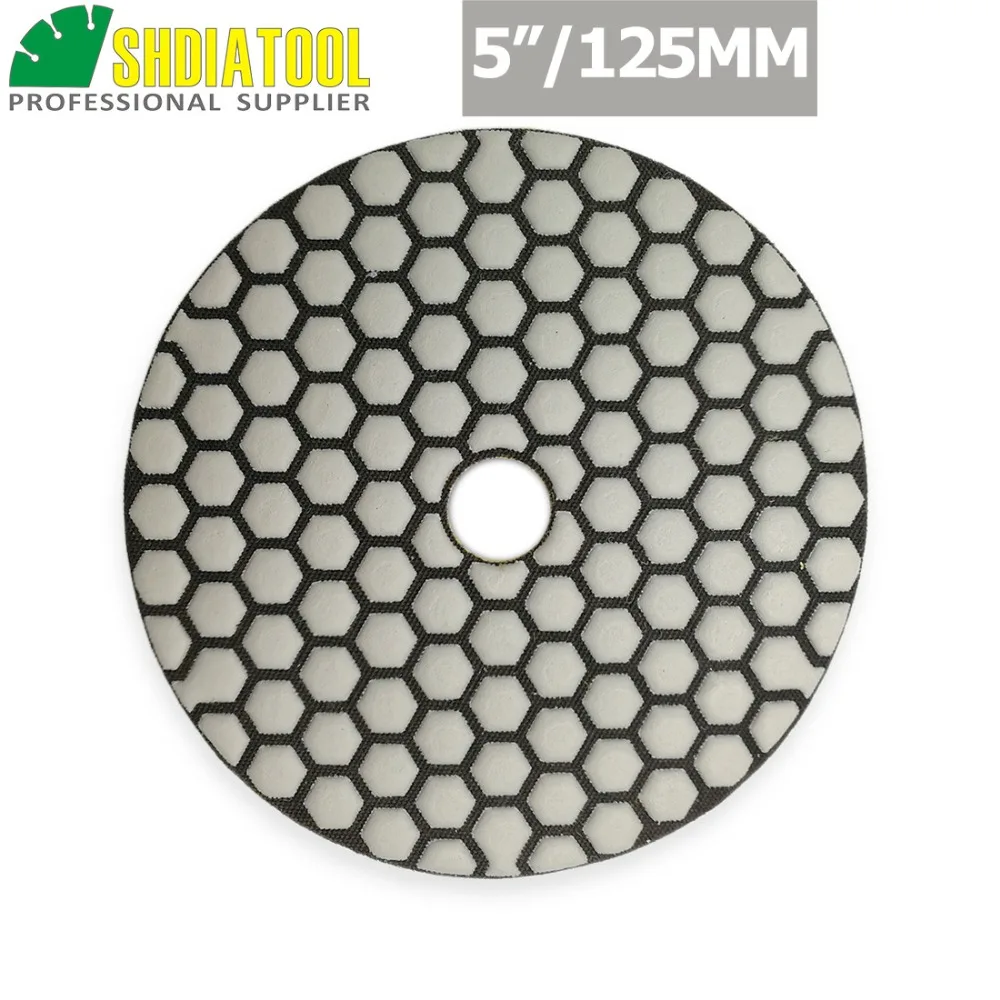 DIATOOL 6pcs 5&quot #100 B Diamond dry polishing pads 125mm Sanding Disc For Granite Marble Stone|polishing pad 125mm|dry padspolishing |