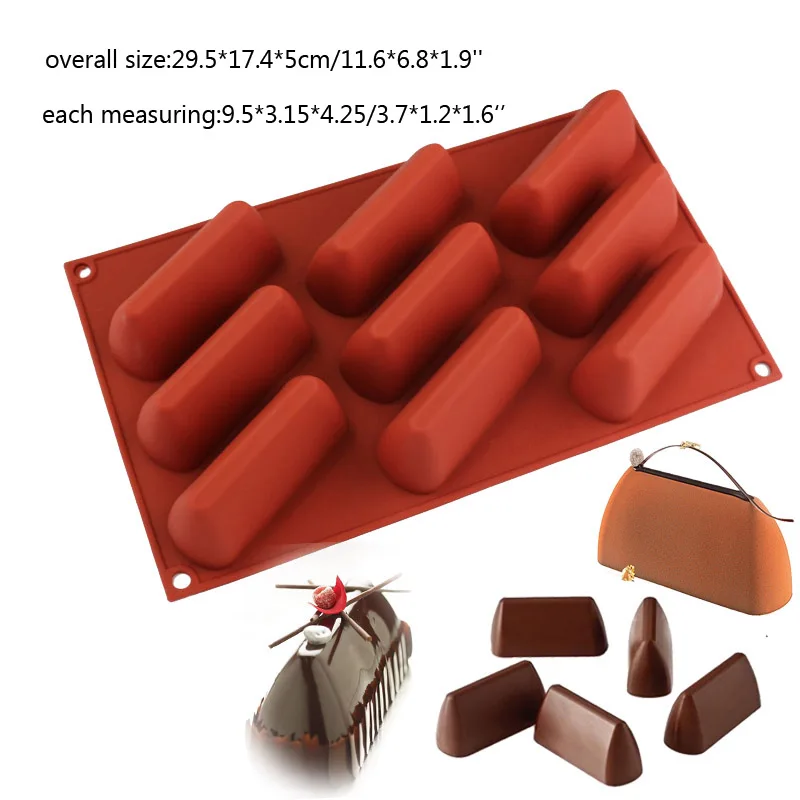FILBAKE украшения для выпечки Toos 3D 9 полости прямоугольник холм образная форма торта DIY маленькая буханка силиконовая форма для кексов, шоколада - Цвет: 9 Cavity