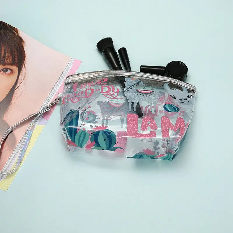 Large Capacity Transparent Unicorn Cosmetic Bag Women Cute Alpaca PVC Makeup Bag Storage Pouch Waterproof Girl Make Up Case Large Capacity Transparent Unicorn Cosmetic Bag Women Cute Alpaca PVC Makeup Bag Storage Pouch Waterproof Girl Make Up Case