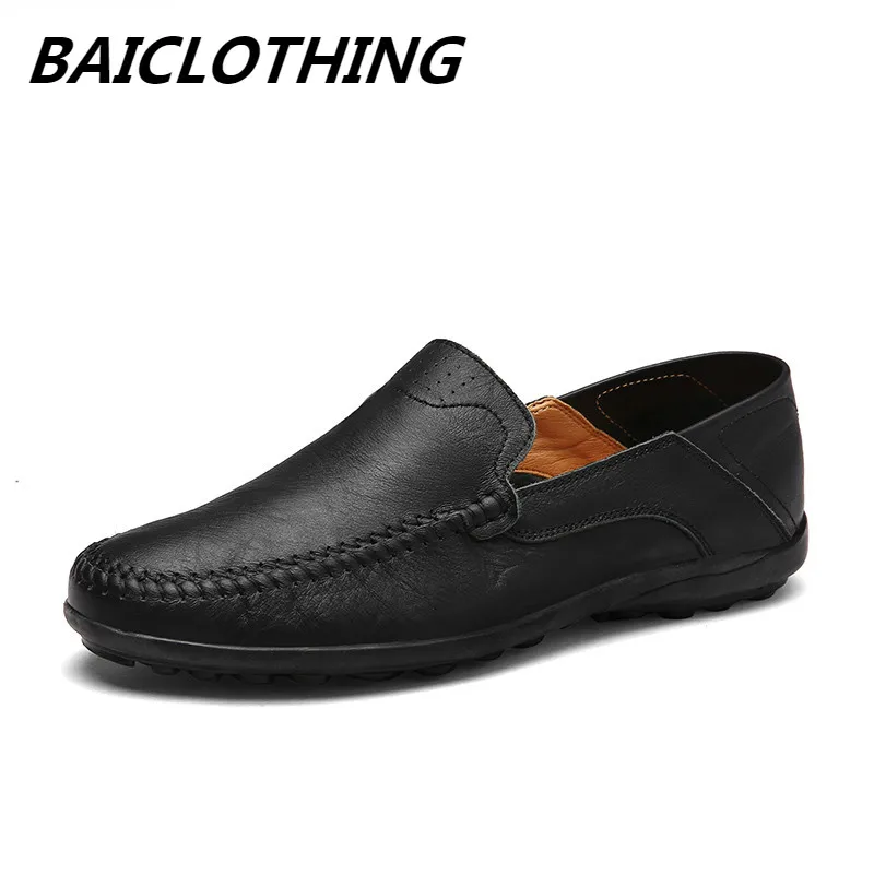 

Men Shoes Casual Luxury Brand 2018 Genuine Leather Italian Men Loafers Moccasins Slip on Mens Boat Shoes Plus Size 38-47