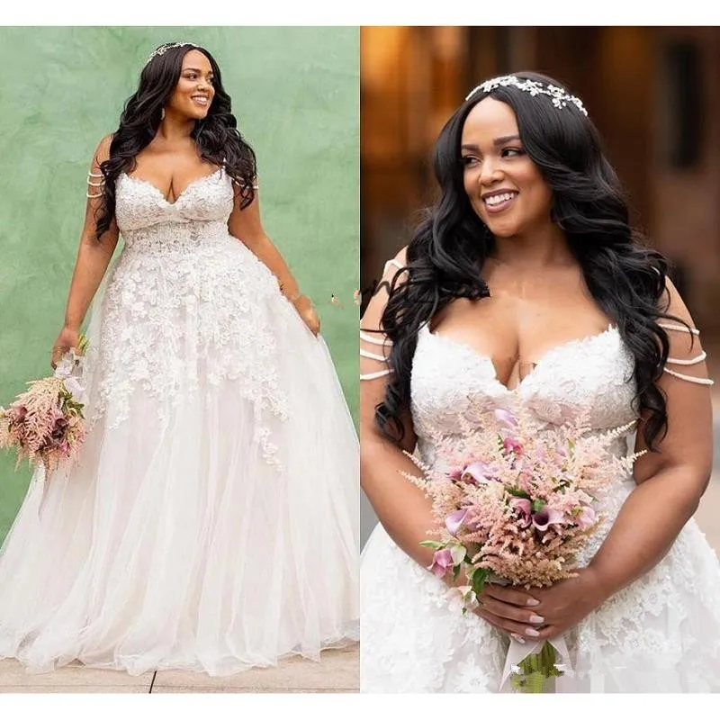 

Modest African Plus Size Wedding Dresses 2020 robe de mariee A Line Tulle Custom Made Bridal Gowns For Black Girls Women