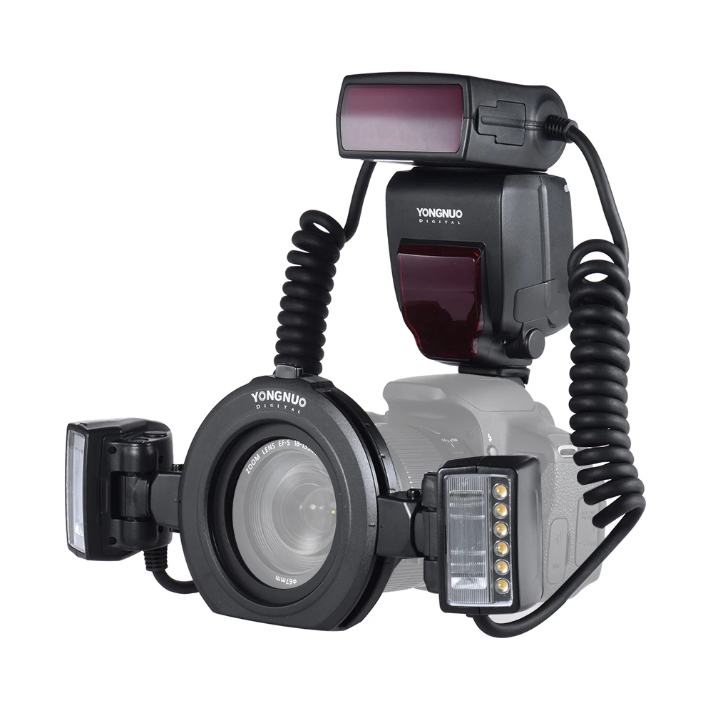

YONGNUO yn24ex E-TTL Макро Вспышка Speedlite 5600 К с 2 * головка вспышки и 4 * адаптер кольца для Canon EOS 1dx 5D3 6D 7D 70d 80d